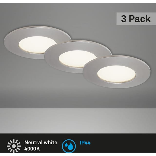 Briloner - led Einbauleuchte 3er Set 4000K 600lm 4,8W silber Kunststoff Ø8,5cm