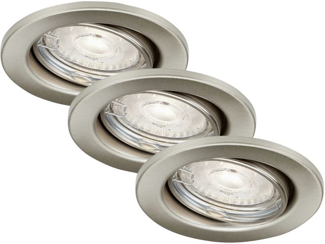 LED Einbauleuchten dimmbar 3er Set GU10 5W silber Metall Ø8,6cm IP23 Briloner