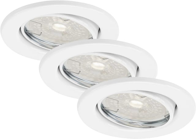 Briloner - led Einbauleuchten 3er Set GU10 dimmbar schwenkbar 5,5 w weiß Metall