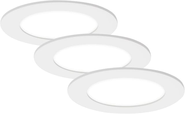 LED Einbauleuchte Badleuchte 3er Set IP44 7W weiß Kunststoff Ø12 cm Briloner