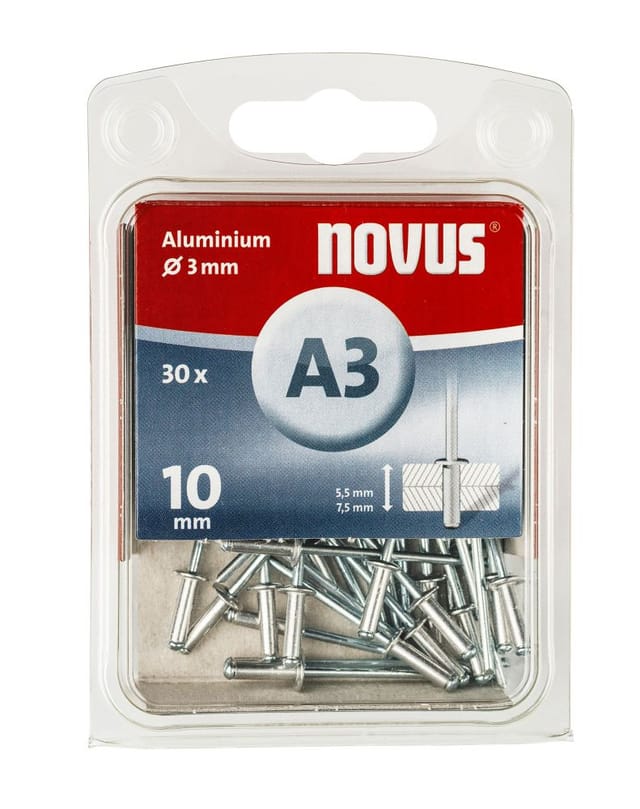 Novus Blindnieten Typ A3/10 Aluminium 30 Stück Blindnieten