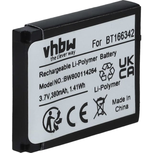 vhbw Akku Ersatz für BT166342 für Smartwatch Uhr Fitnessarmband (380mAh, 3,7V, Li-Polymer)