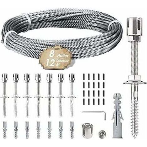 12 M Kletterpflanzenstütze – 3 Mm Edelstahlseil – 8 Universalspanner – Korrosions- Und Rostbeständig