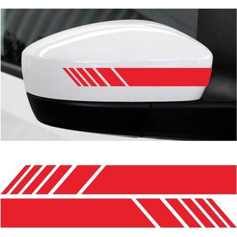 2 Stück Reflektierende Auto-rückspiegelaufkleber, Individueller Reflektierender Streifen, Seitenstreifen (rot)