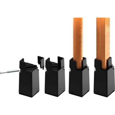 Verstellbare Möbelfüße, 10 Cm – 12er-pack – Schraubklemmenbefestigung – Geeignet Für Beine Von 2 Bis 4 Cm Durchmesser – Robustes, Schwarzes Kunststoff – 12 Stück