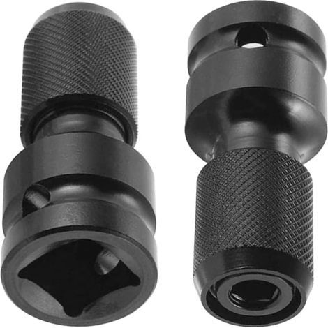 (schwarz) 2-teiliges Stahl-schlagschrauber-bit-schraubendreher-bit-schlagnuss-set Mit Zubehör, Schlagnuss-adaptern Für 1/4"-sechskant-schraubendreher