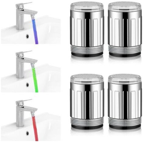 Farbige Led-armatur – 4-teiliges Set Mit 3 Farben, Wärmeempfindlichem Sensor Für Bad Und Küche