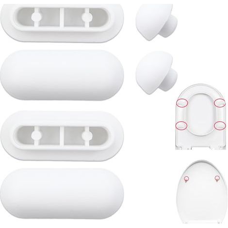 6-teiliges Set: Wc-sitzpuffer, Wc-sitzpolster, Wc-dämpfer, 4 Polsterringe + 2 Polsterdeckel (weiß)