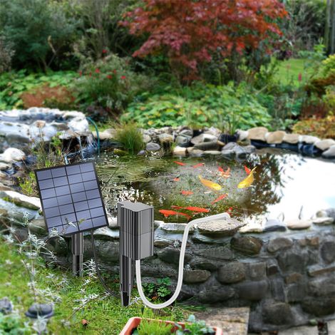 Solarbetriebener Teichbelüfter 2,5 W/7 V, Luftpumpe, Sauerstoffanreicherer 0,6 L/min Mit 1 Diffusorstein Und Erdspieß, Für Hydroponische Gärten Im Freien Zur Fischzucht.