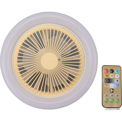 10,2-zoll-led-deckenventilator (30 W, E27-fassung) Mit Fernbedienung, 3 Geschwindigkeitsstufen, Leiser Betrieb, 85–265 V, Gelb