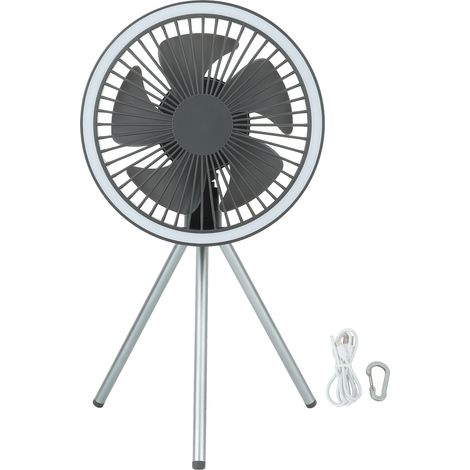 10000mah Usb-stativ-campingventilator, Tragbarer Und Leichter Outdoor-ventilator Mit Powerbank, Grau.