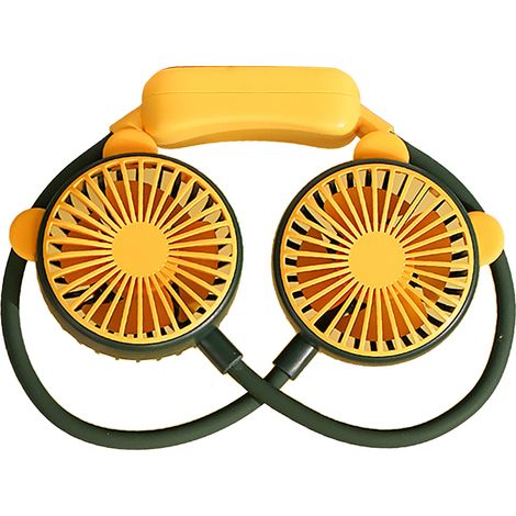 Faltbarer Und Tragbarer Nackenventilator, Usb-aufladbar, Freihändig, Mini-hängeventilator Für Büro Und Reisen, Grüne Farbe.