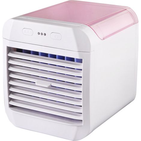 Tragbare Klimaanlage, Mini-ventilator, 3 Geschwindigkeitsstufen, Usb-betriebener Tisch-luftbefeuchter, Rosa Nachtlicht