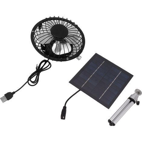 Tragbarer 6-watt-solarventilator Mit 15 Cm Durchmesser Und Zwei Usb-anschlüssen, Ideal Für Zuhause, Camping Und Angeln Im Freien, Mit Ausziehbarem Ständer.