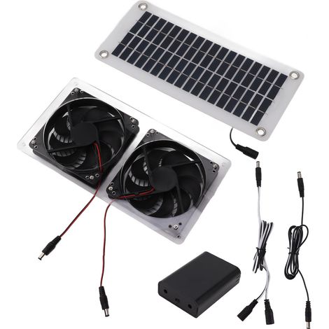 50-watt-ventilator-set Mit Solarpanel Und Doppeltem Luftauslass Für Hühnerstall Oder Gewächshaus Im Freien.