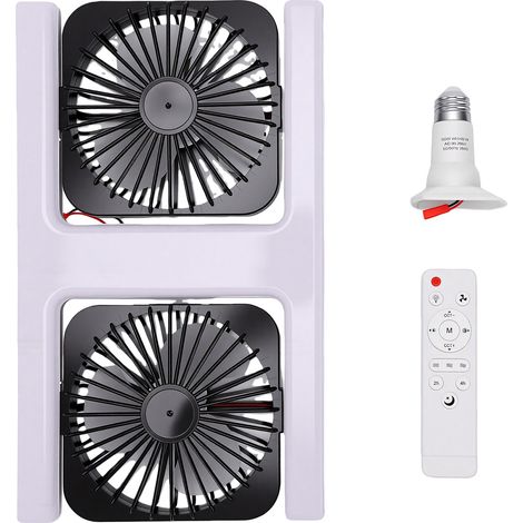 Led-deckenventilator Mit Zwei Köpfen – E27-fassung, Verstellbarer Winkel, Fernbedienung Für Küche, Schlafzimmer, Wohnzimmer