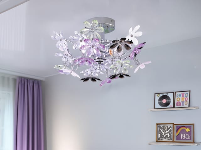 Verspielte Deckenleuchte flower im floralen Design, Chrom Multicolor ø 38cm