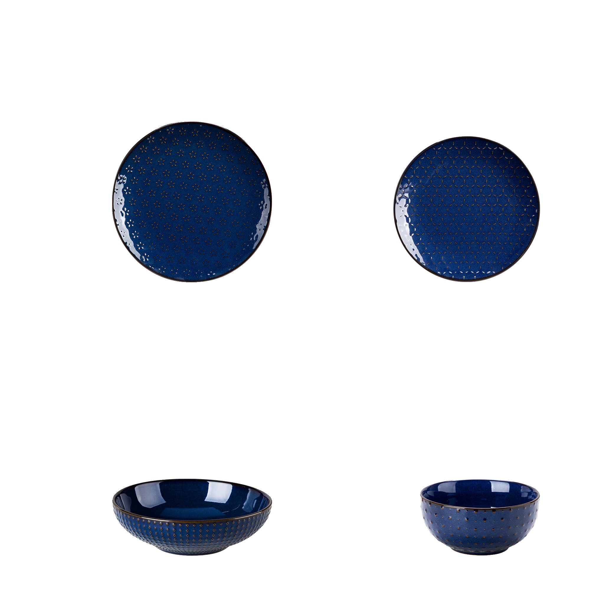 Keramik-geschirrset, Elegantes Design, Mikrowellen- Und Spülmaschinengeeignet, Weiß-16, 16-teilig