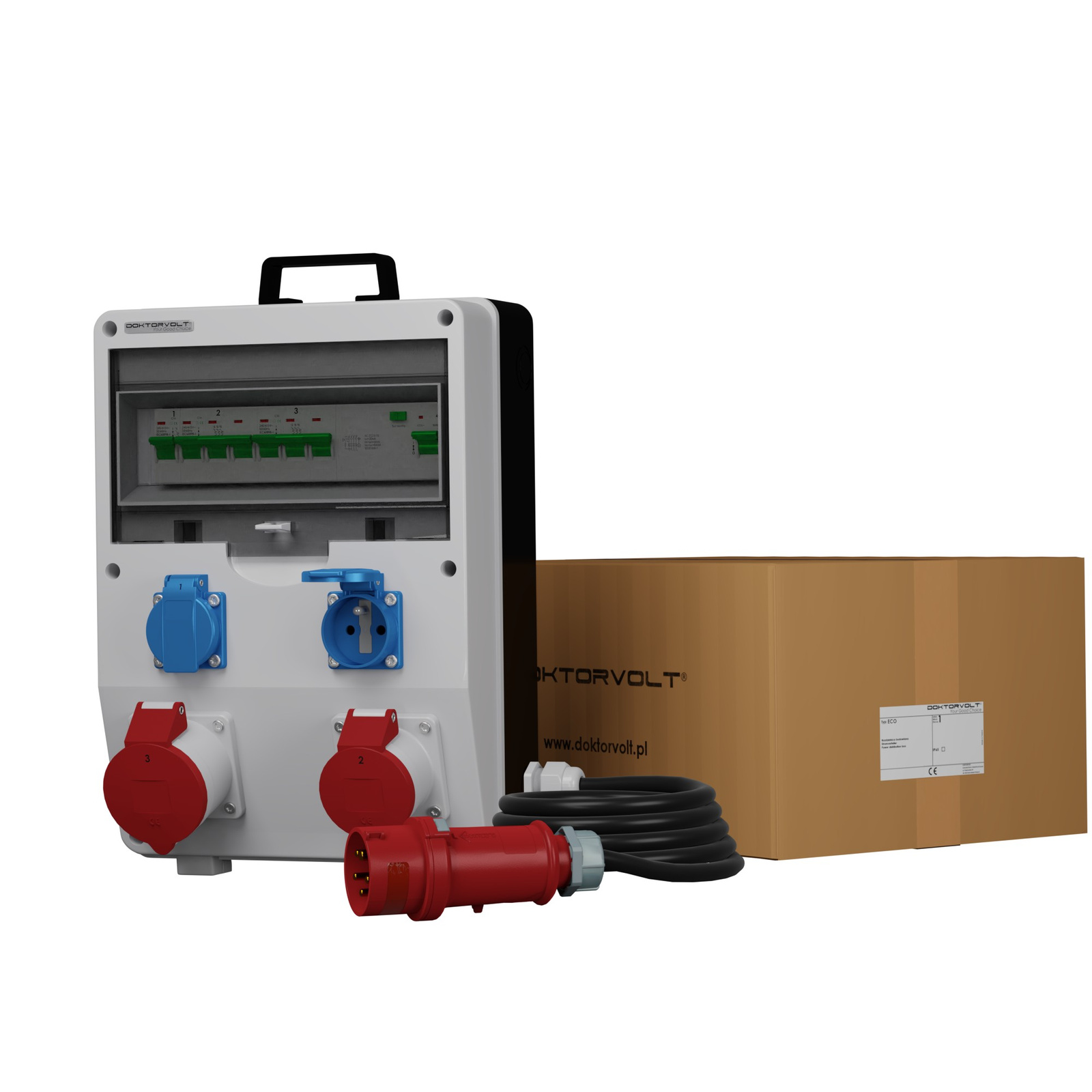 Gebäudeverteiler Mit Kabel Eco-s/fi Skh 32a 16a 2x230v Doktorvolt® 9764