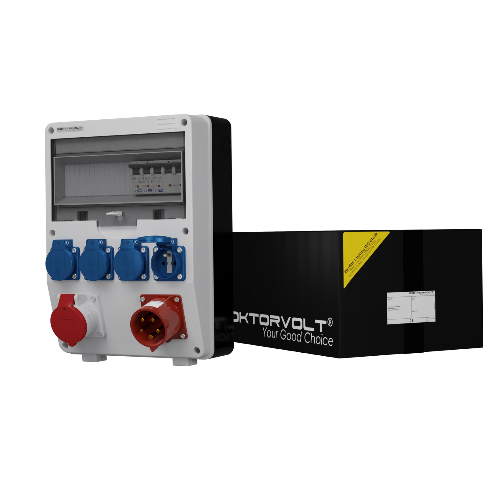Gebäudeverteiler Mit Empfängerstecker 32a Td-s 32a 16a 4x230v Schuko Doktorvolt 0267