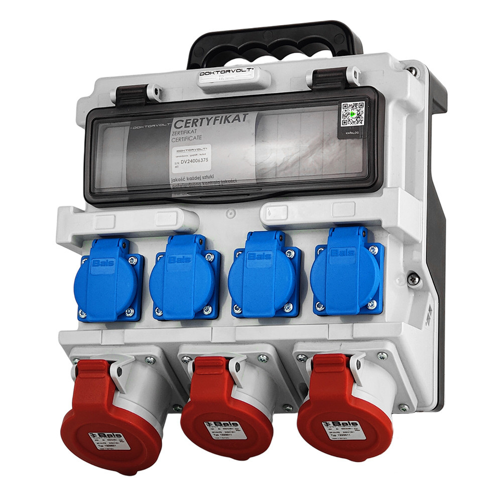 12-modul-verteilerkasten Mit Ip44-griff, 4 X 230 V, 2 X 16 A, 32 A, Doktorvolt Ohne Schutz