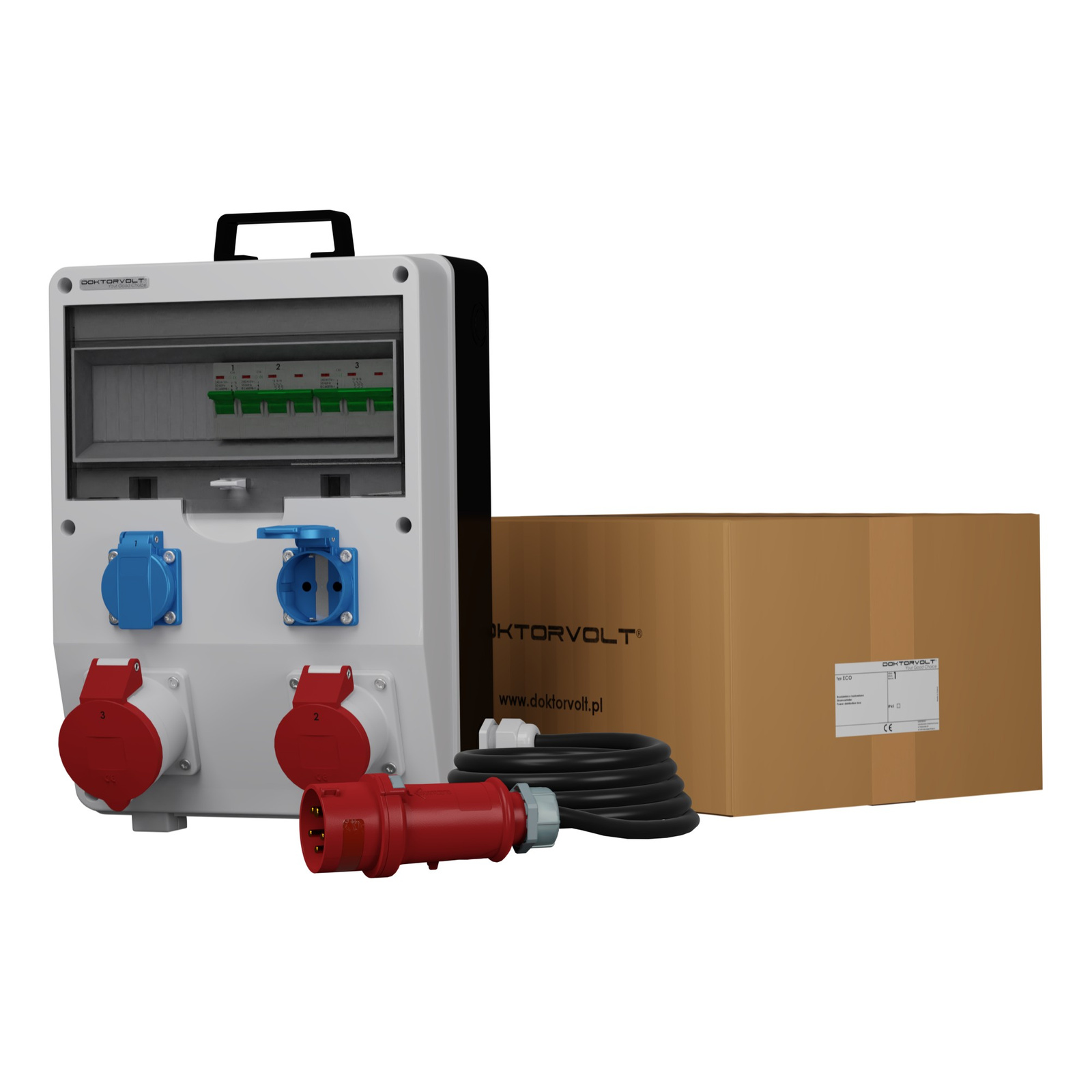 Gebäudeverteiler Mit Kabel Eco-s Skh 16a 32a 2x230 Schuko Doktorvolt® 0083