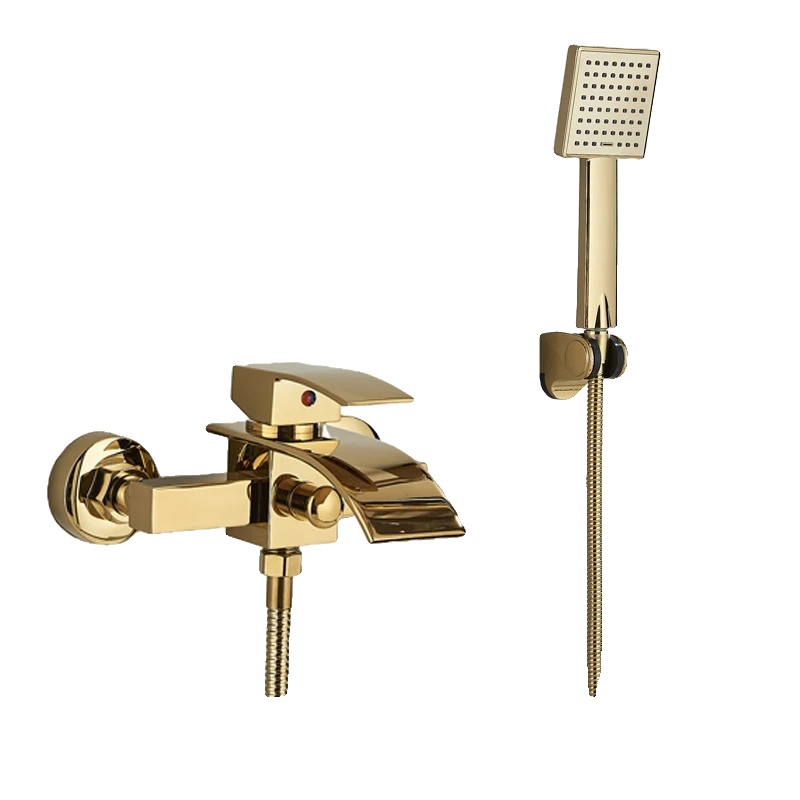 Badewannenarmatur, Wasserfall-design, Zwei-tasten-system, Schwarz