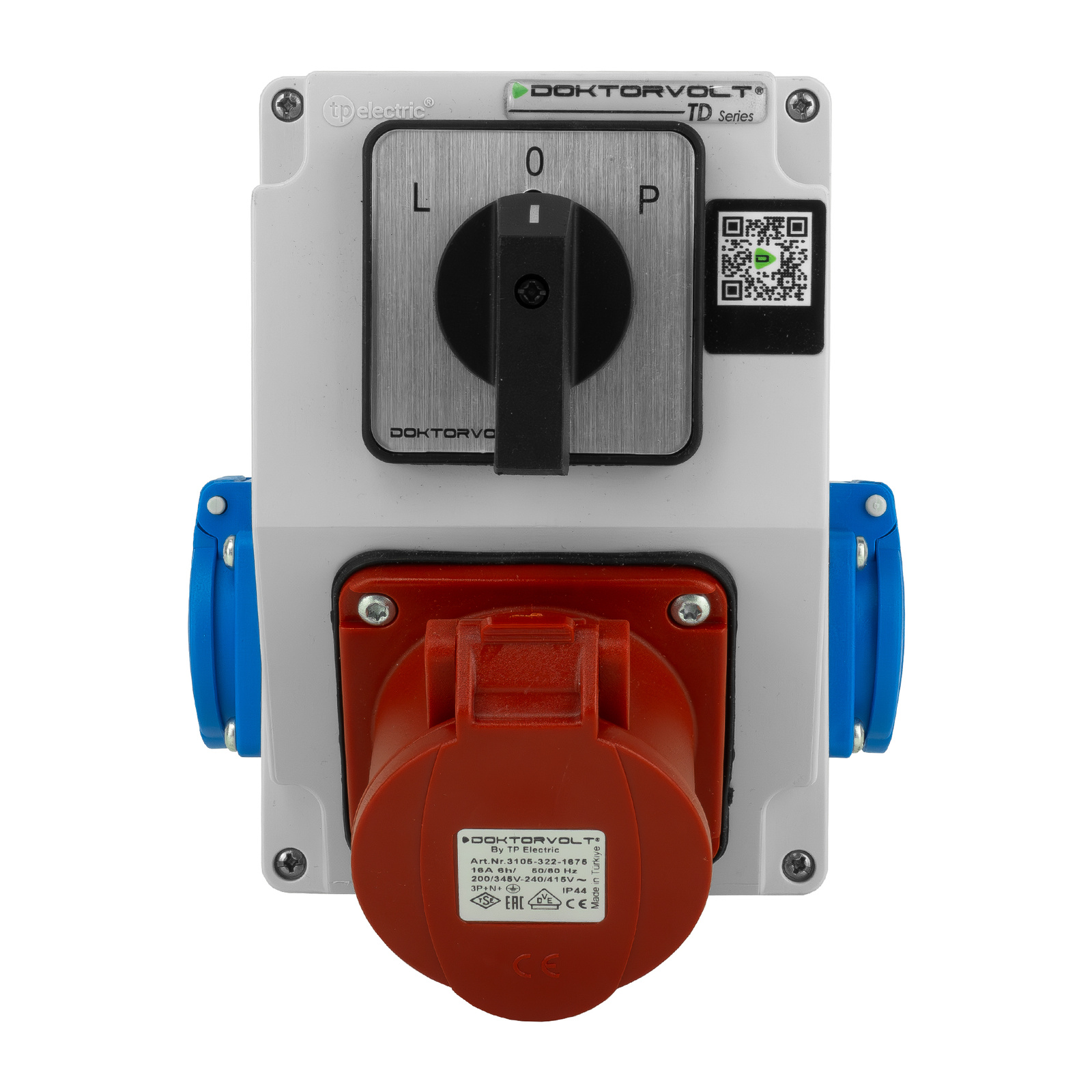 Bauverteilerkasten 16a 2x230v Erbetka Ip44 Mit Nockenschalter L-0-p Doktorvolt Dv-5244-d Steckdose