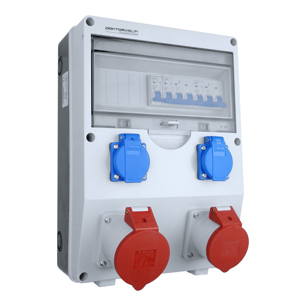 Gebäudeverteilerkasten Eco-s 32a 16a 2x230v Schuko-steckdosen Bals Doktorvolt Dv-2619-d