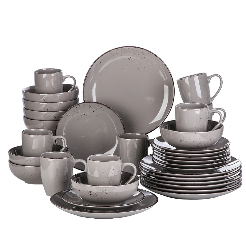 48-teiliges Rundes Geschirrset Im Vintage-design