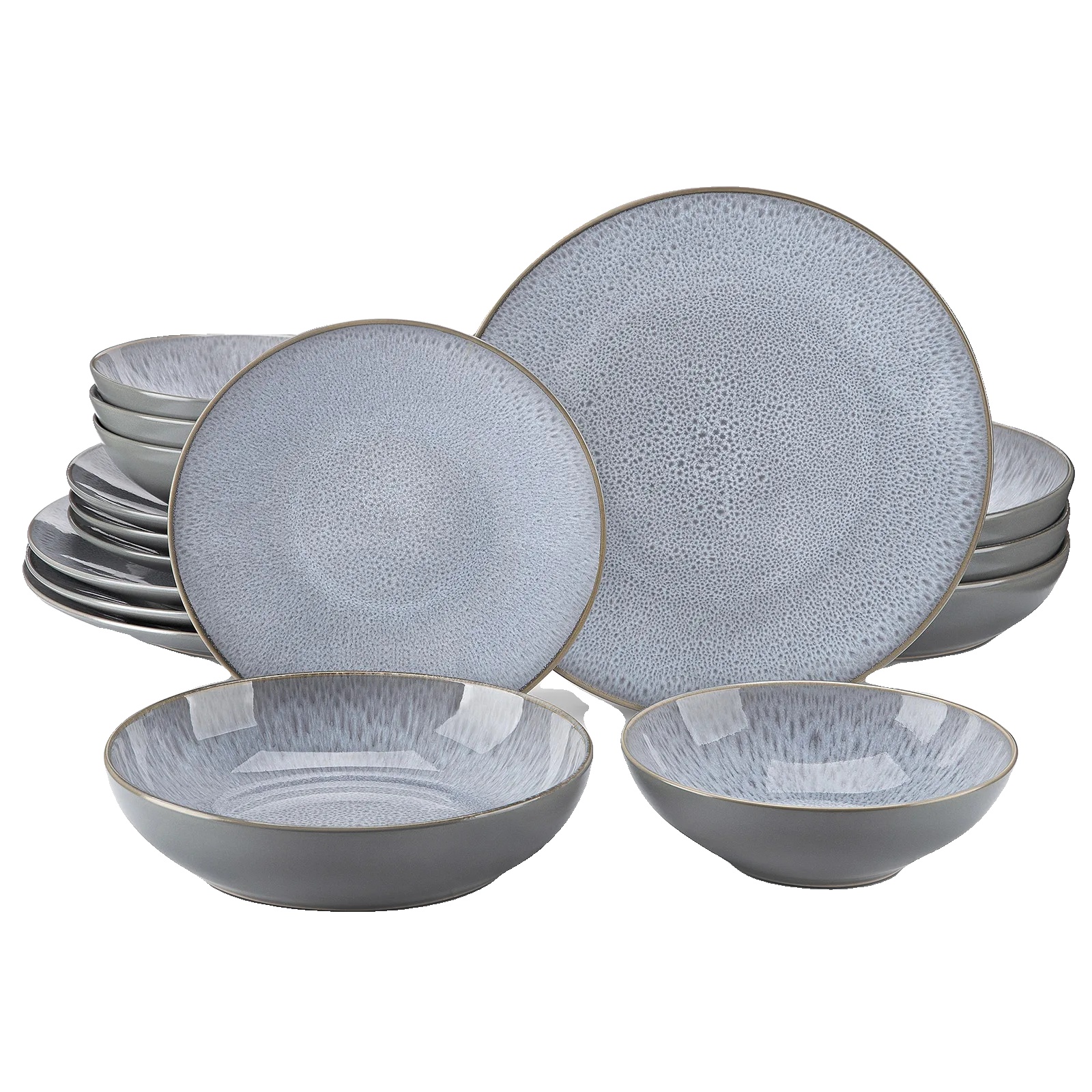 Speiseteller, 6er-set, Rund, Blau