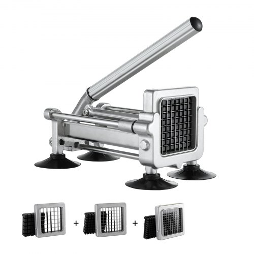 Pommes-frites-schneider, Kartoffelschneider Mit 1/2 & 3/8 & 1/4 Zoll Edelstahlklingen, Kartoffelzerkleinerer Mit Saugnäpfen & Silberfarbenem Griff, Ideal Für Kartoffeln Gemüse Gurken Karotten