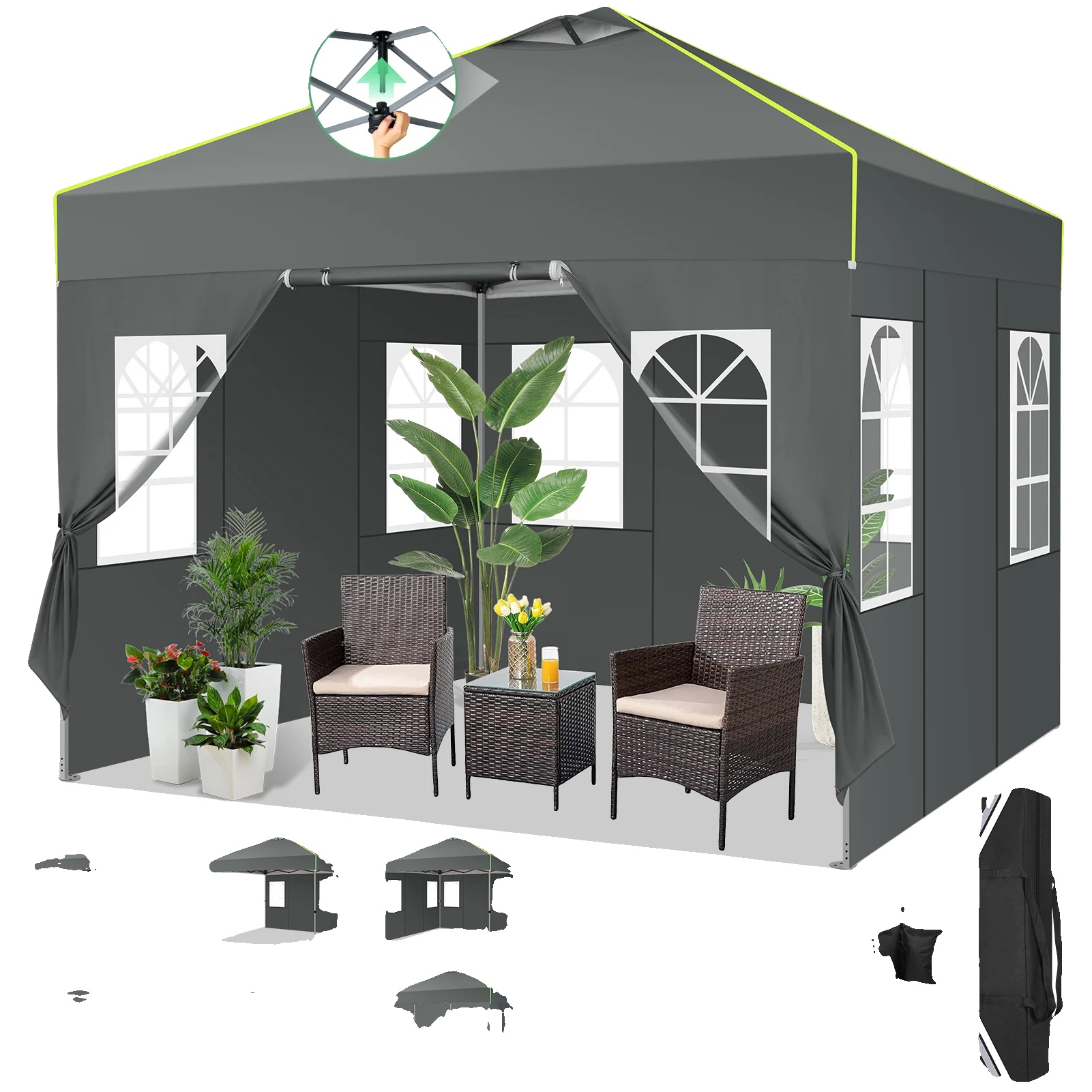 Campingkocher, Tragbares Design, Zwei Brenner, Schwarz