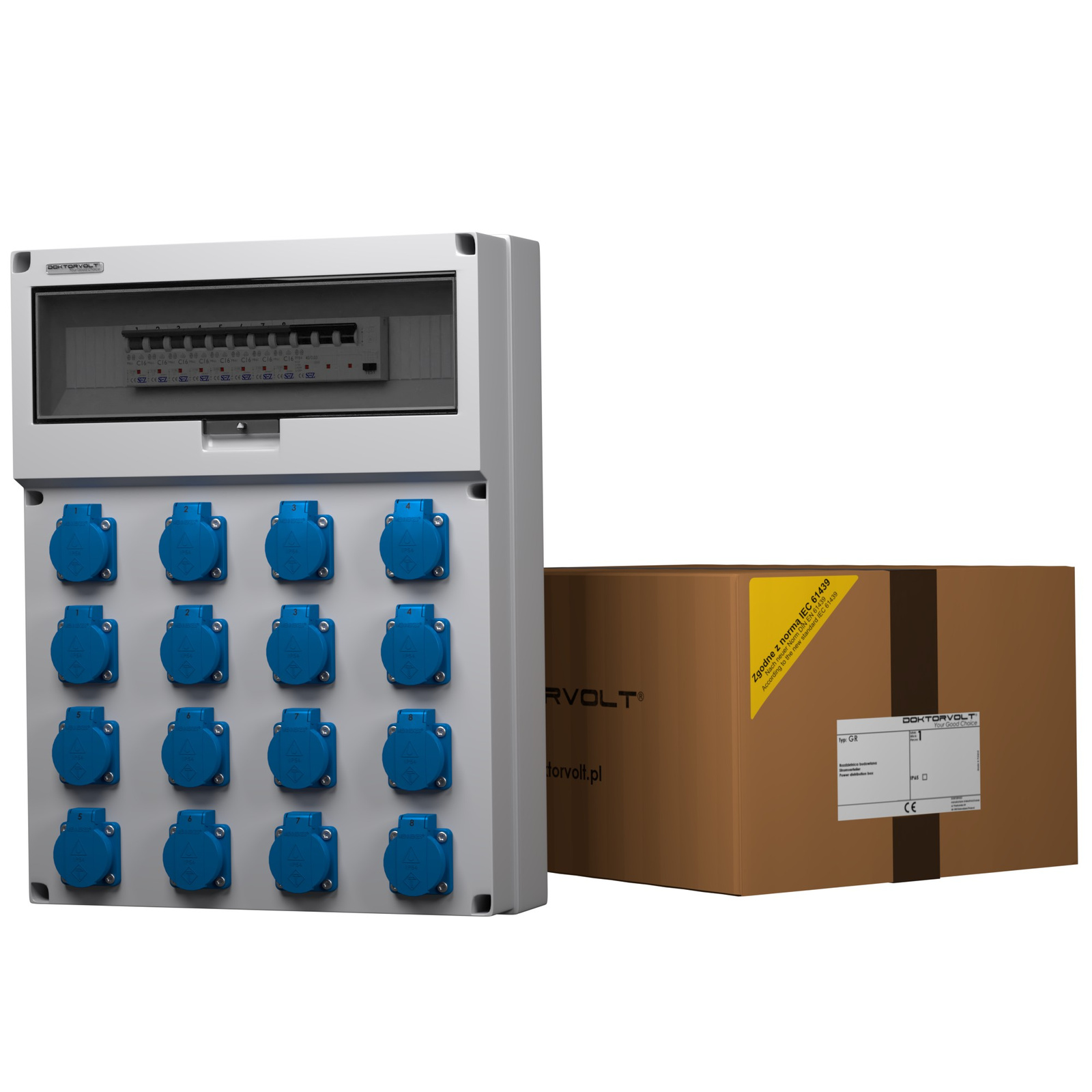 Gr-s/fi 16x230v Schuko-steckdosen Mennekes Doktorvolt® 9078 Gebäudeverteiler