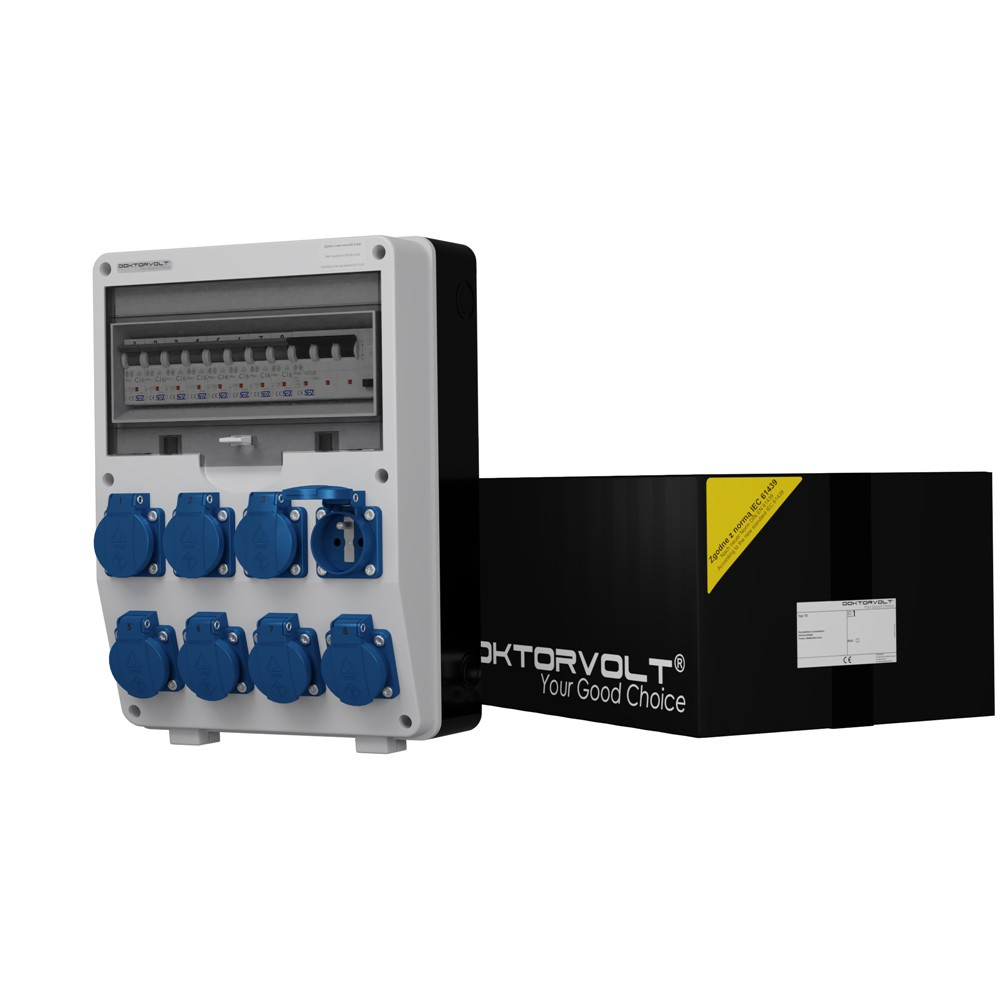 Gebäudeverteilerkasten Td-s/fi 8x230v Steckdosen Mennekes Doktorvolt 6923