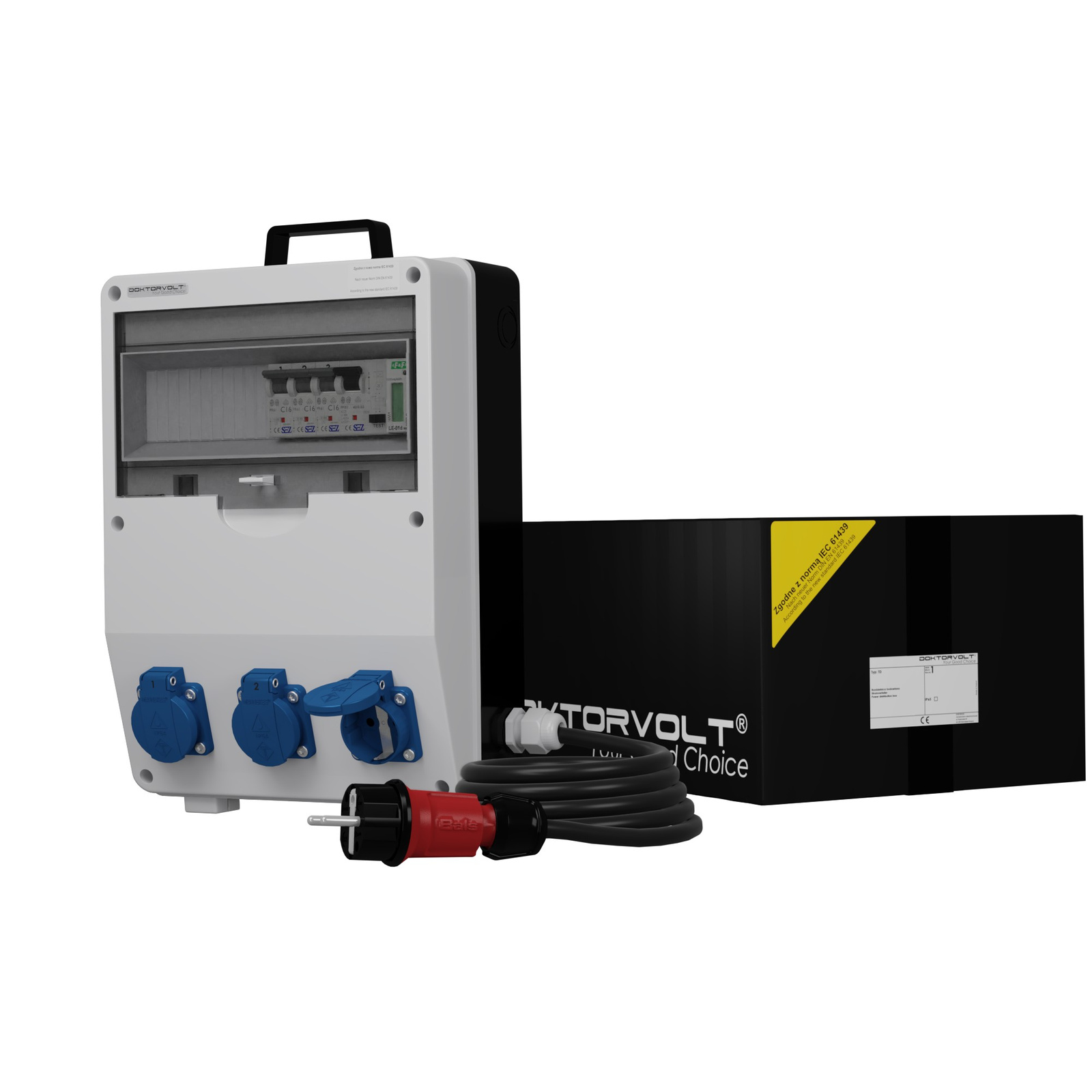 Gebäudeverteiler Mit Energiezähler Und Kabel Td-s/fi Skh 3x230v Schuko Doktorvolt 9856