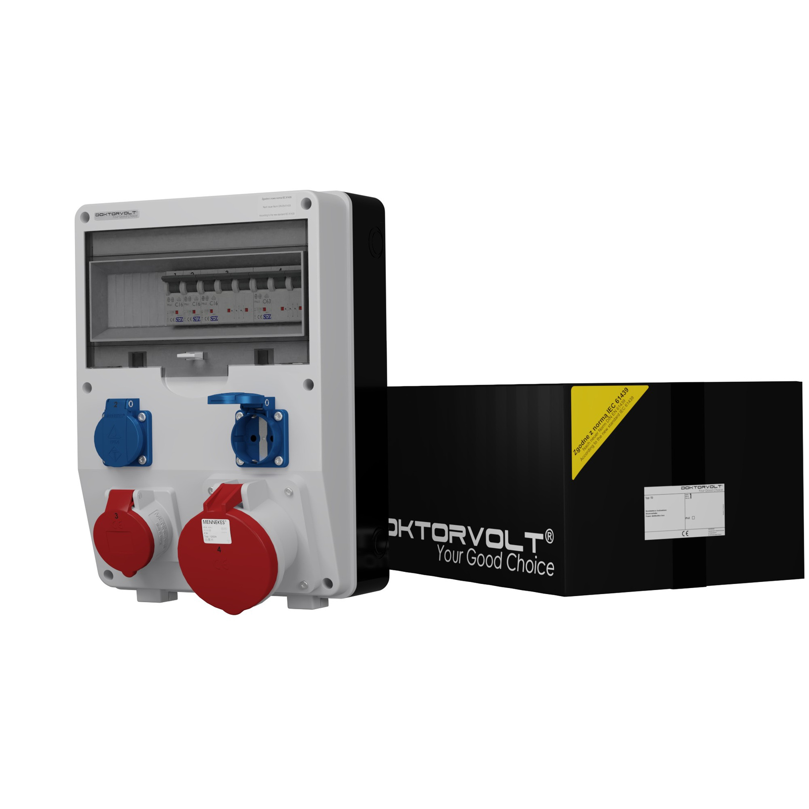 Gebäudeverteilerkasten Td-s 63a 16a 2x230v Schuko Doktorvolt 0397