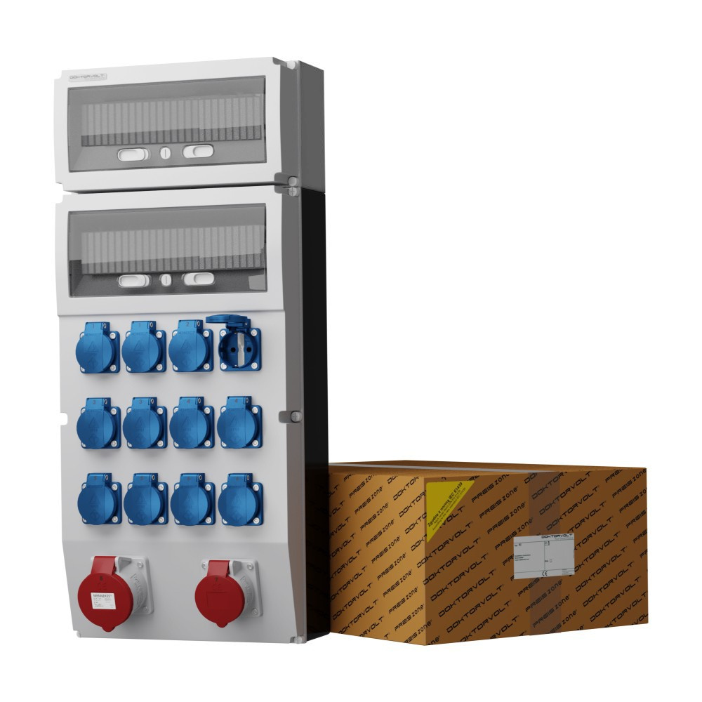 Gebäudeverteilerkasten Ext 32a 16a 12x230v Schuko Mennekes Doktorvolt 2308