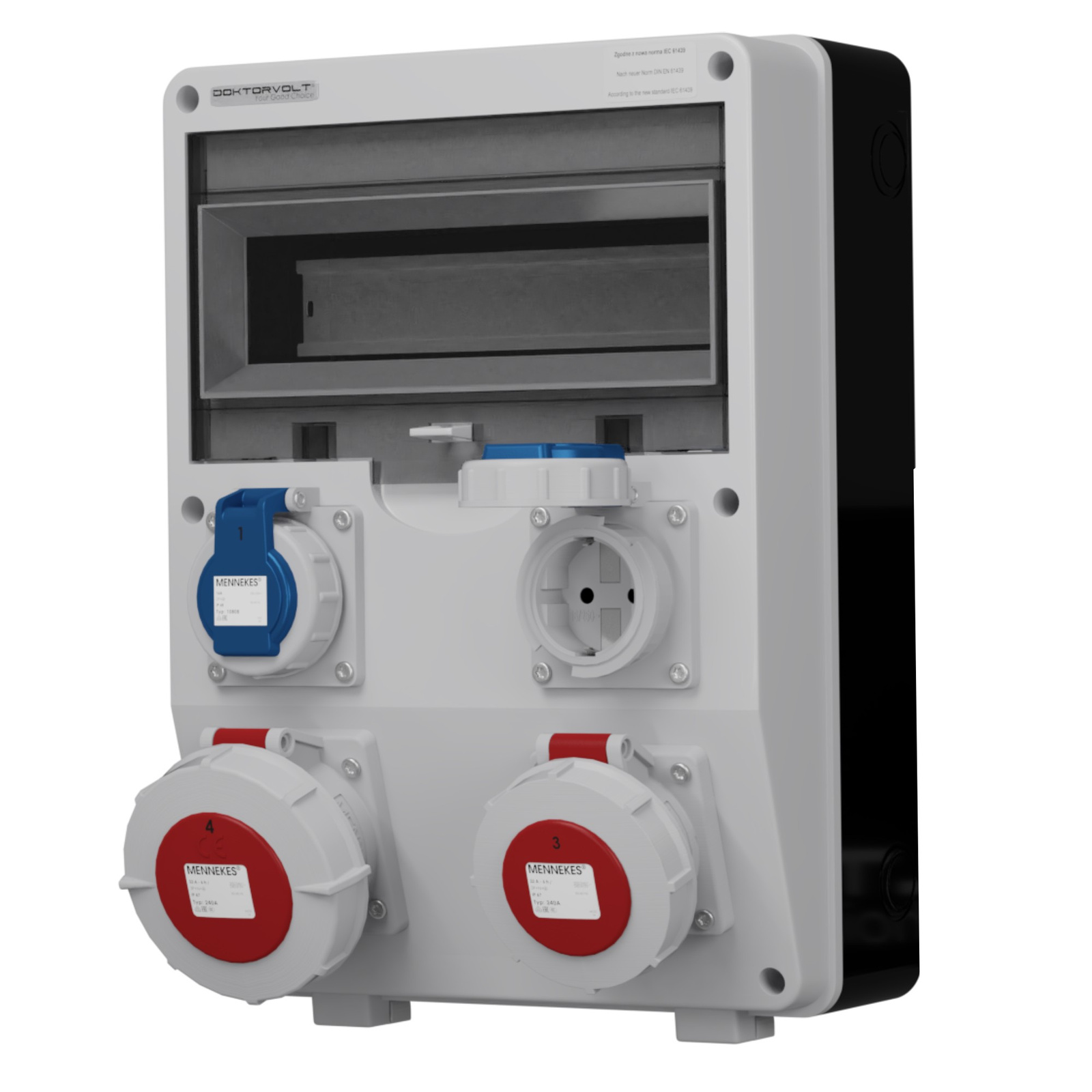 Gebäudeverteilerkasten Td 32a 16a 2x230v Ip65 Schuko Doktorvolt 6664