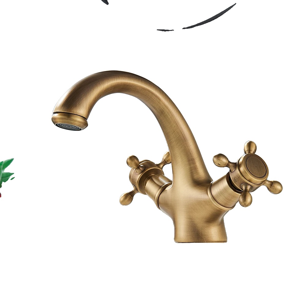 Waschtischarmatur, Messing, Aufsatzmontage, Gebürstetes Gold
