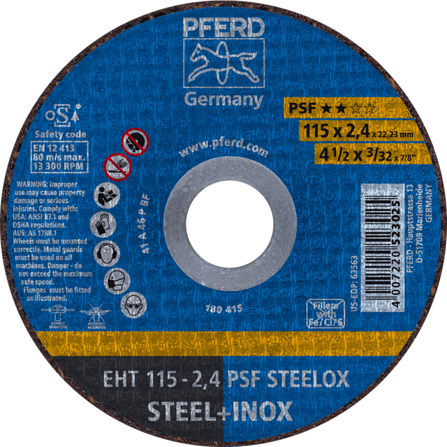 Trennscheibe gerade A46PPSF-INOX 115x2,4mm Pferd