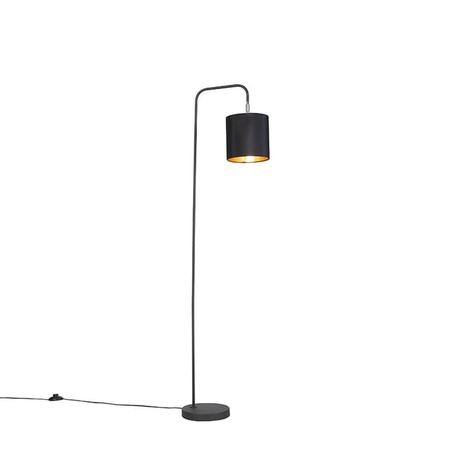 Moderne Stehleuchte Schwarz mit Lampenschirm - Lofty