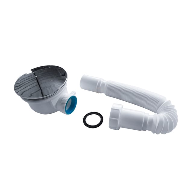 Siphon Ablaufgarnitur 90mm Abfluss Duschwanne Duschablauf Weiß