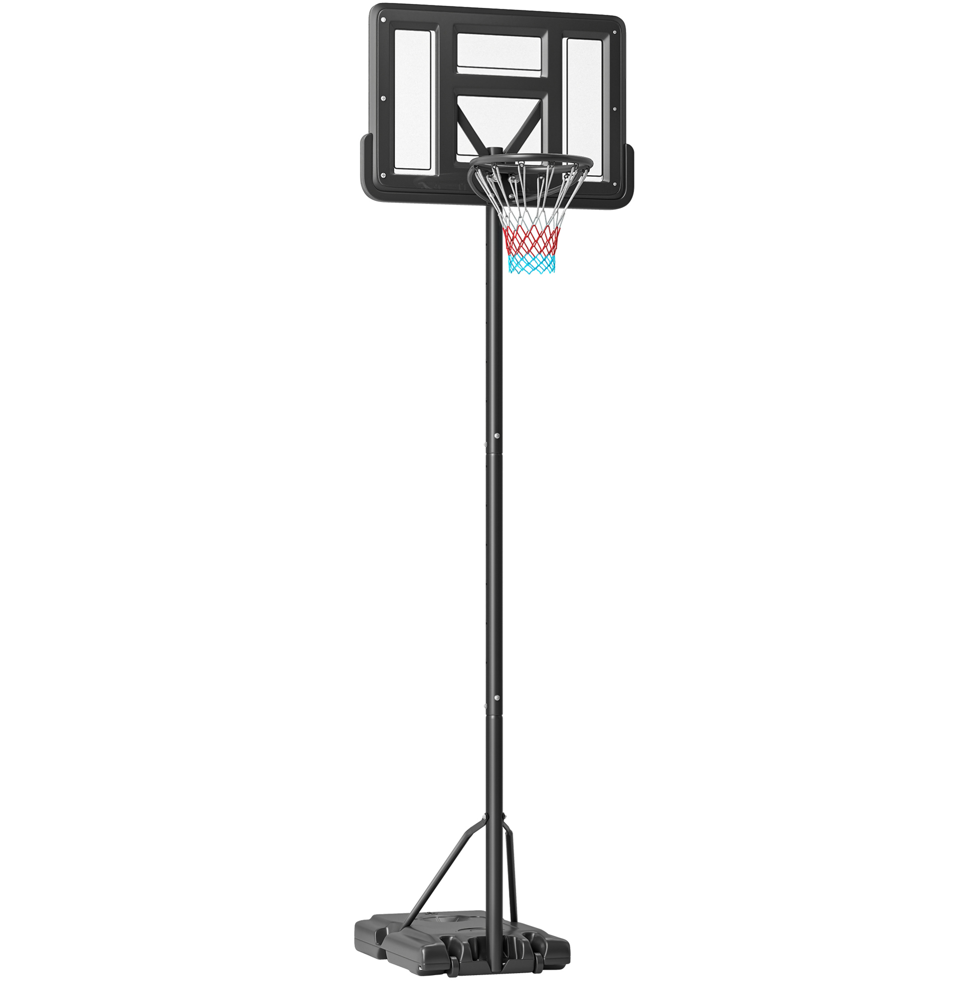 2-in-1 Basketballkorb, Höhenverstellbar Mit Rädern, Schwarze Stahlkonstruktion