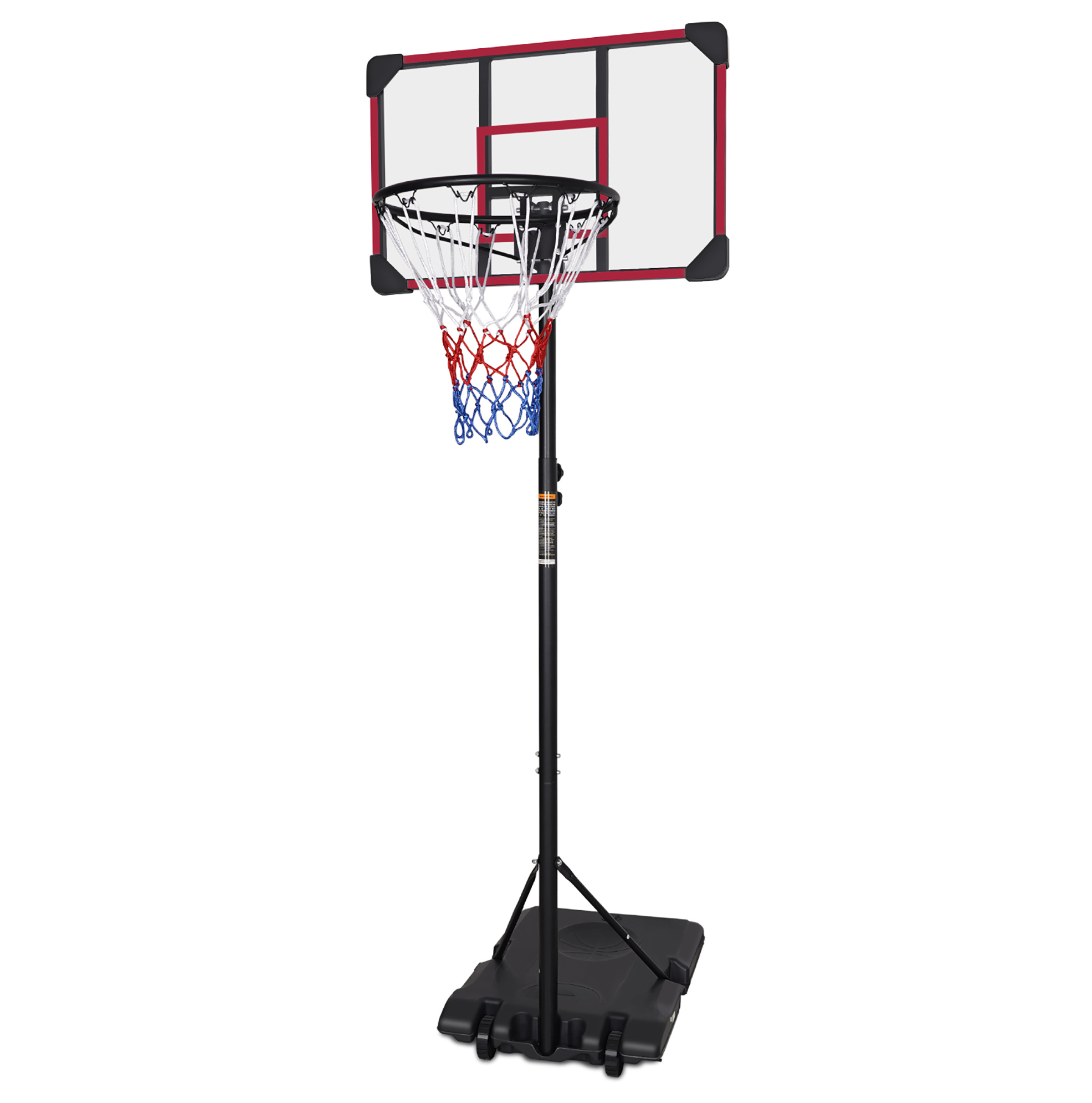 Höhenverstellbarer Tragbarer Basketballkorb 170–213 Cm Mit Rollen, Schwarz/rot, Modenuit