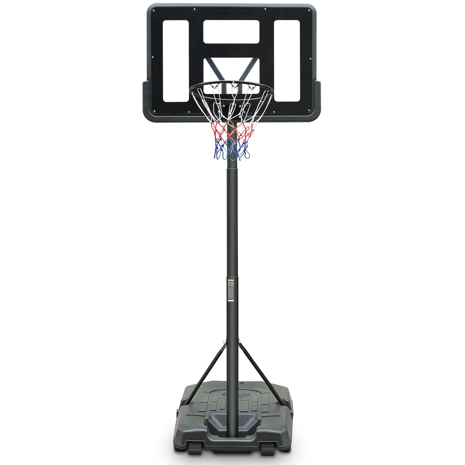 Höhenverstellbarer Outdoor-basketballkorb Aus Pvc, Schwarz, Mit Rollen