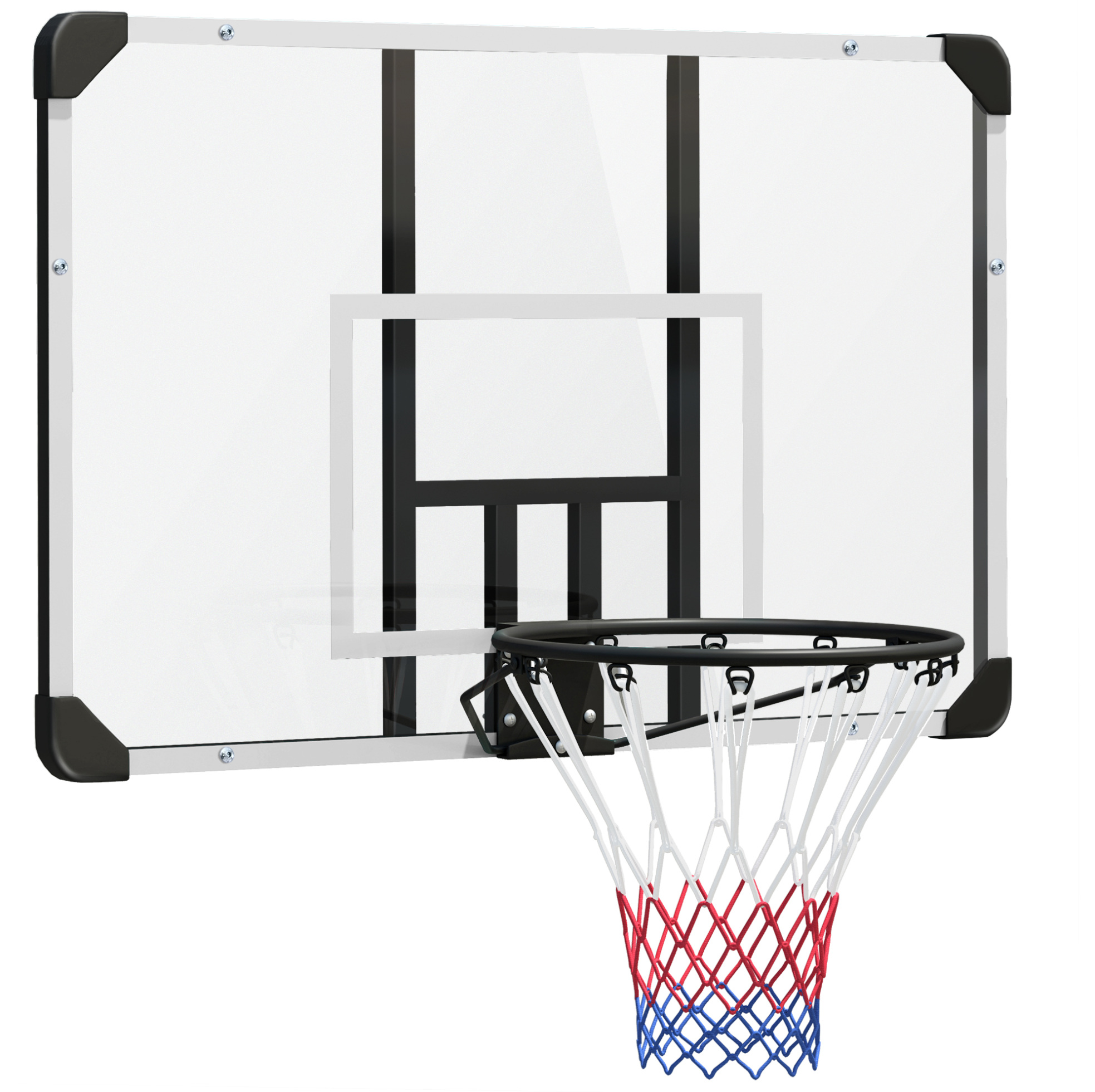Wand-basketballkorb Mit Brett Und Netz Aus Schwarzem Stahl 113 X 61 X 73 Cm