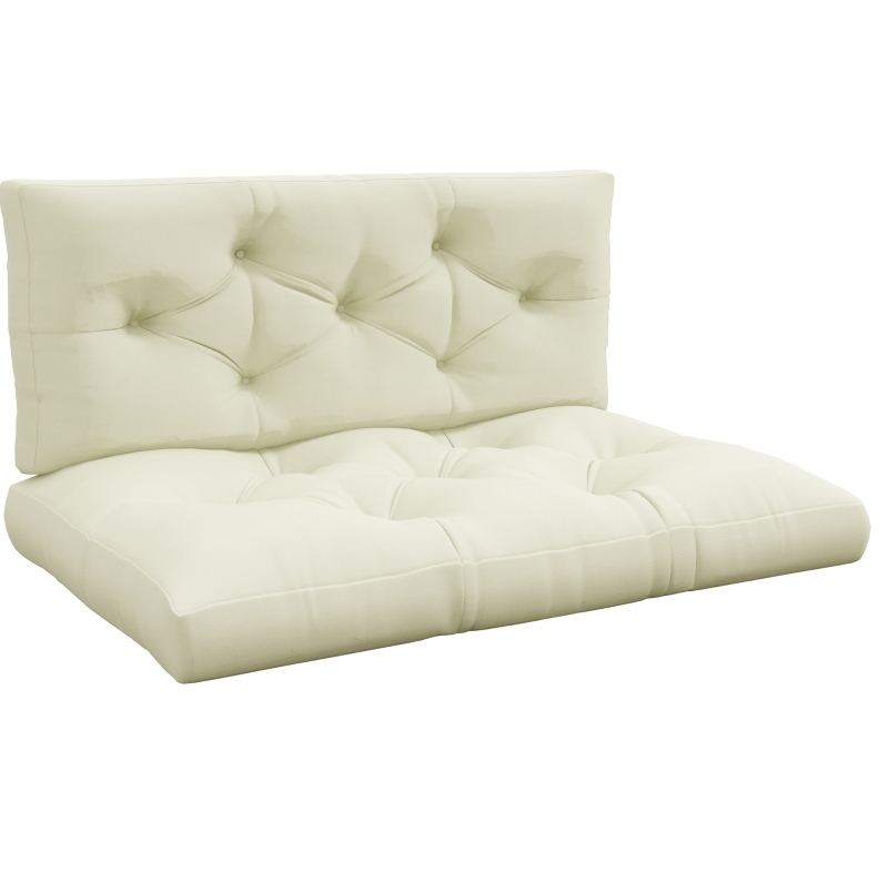 Gepolstertes Sitz- Und Rückenkissen-set Mit Knöpfen 120 X 80 X 12 Cm Creme