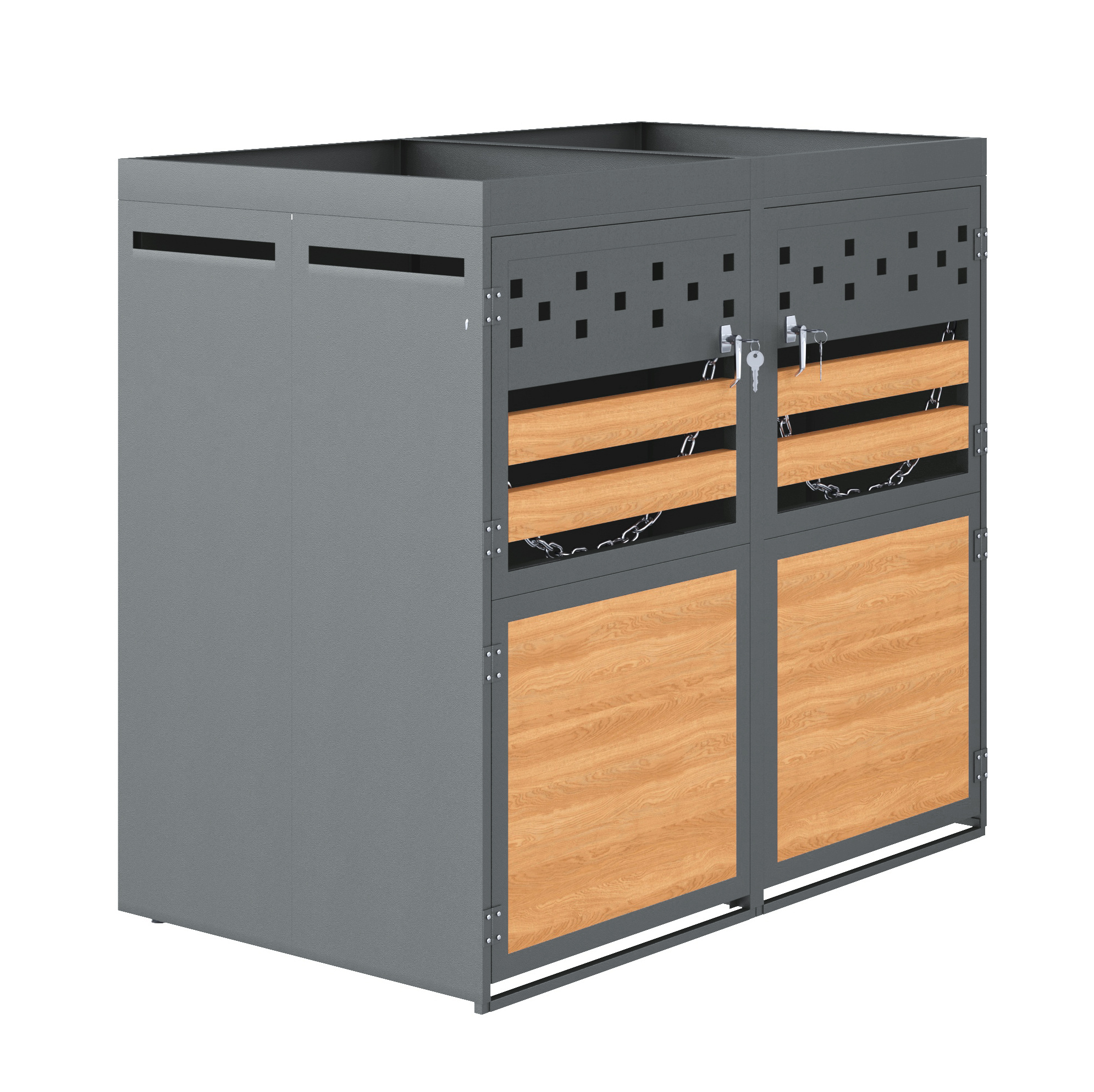 Mülltonnenbox Für 2 Tonnen Mit Pflanzdach, 120–240 L, Anthrazit