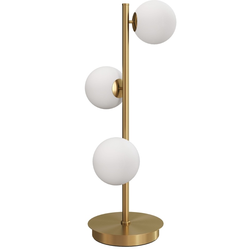 Tischleuchte Mit 3 Kugelschirmen, G9-fassungen, 53 Cm, Antikmessing, Modenuit